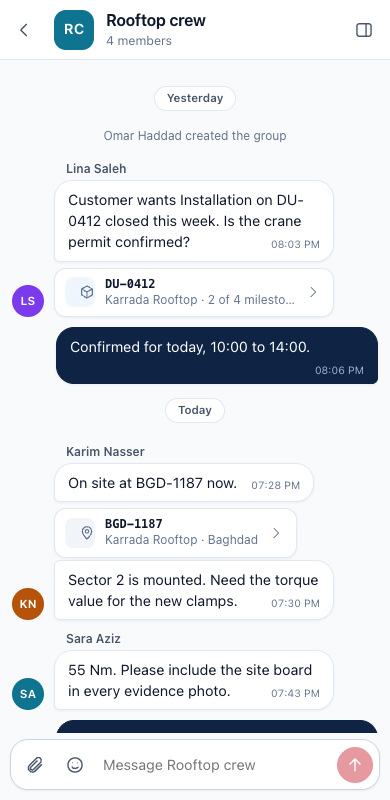 The same group chat on a phone